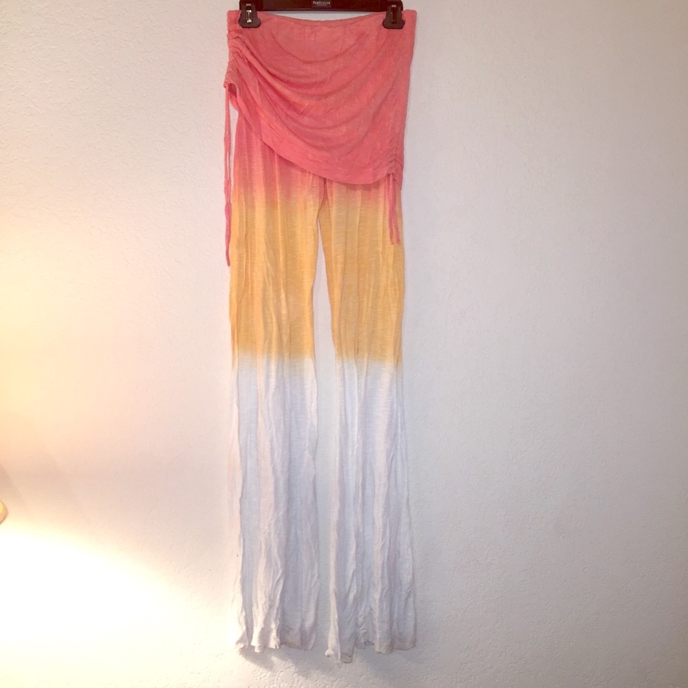 Salmon to White Gradient Linen Pants